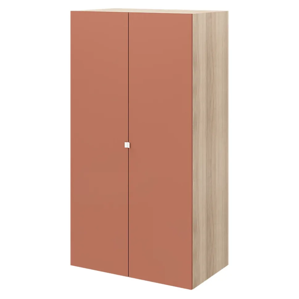 Armoire penderie 2 portes battantes terracotta et effet chêne GoodHome Atomia H. 187 x L. 100 x P. 58 cm