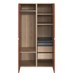 Armoire penderie 2 portes battantes terracotta et effet chêne GoodHome Atomia H. 187 x L. 100 x P. 58 cm