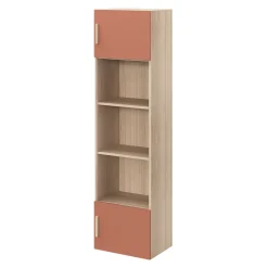 Armoire penderie 2 portes battantes terracotta et effet chêne GoodHome Atomia H. 187 x L. 50 x P. 35 cm
