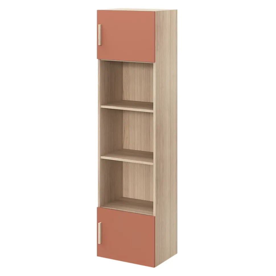 Armoire penderie 2 portes battantes terracotta et effet chêne GoodHome Atomia H. 187 x L. 50 x P. 35 cm