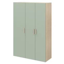 Armoire penderie 3 portes battantes vert agave et effet chêne GoodHome Atomia H. 187 x L. 125 x P. 45 cm