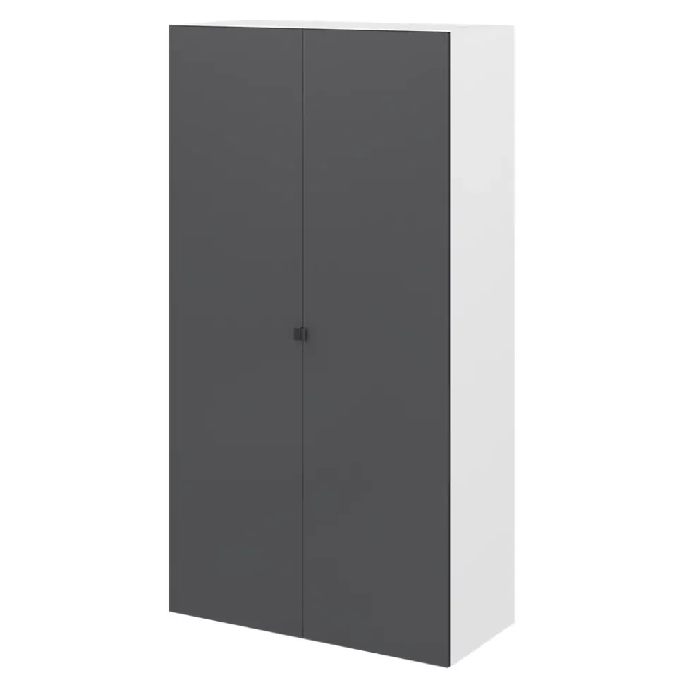 Armoire penderie 2 portes battantes anthracite et blanc GoodHome Atomia H. 187 x L. 100 x P. 58 cm