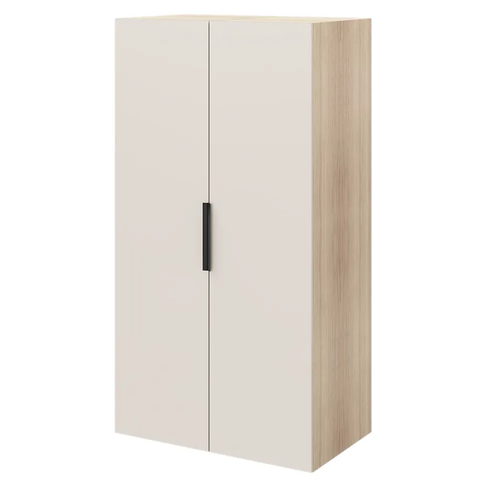 Armoire penderie 2 portes battantes beige cachemire et effet chêne GoodHome Atomia H. 187 x L. 50 x P. 58 cm