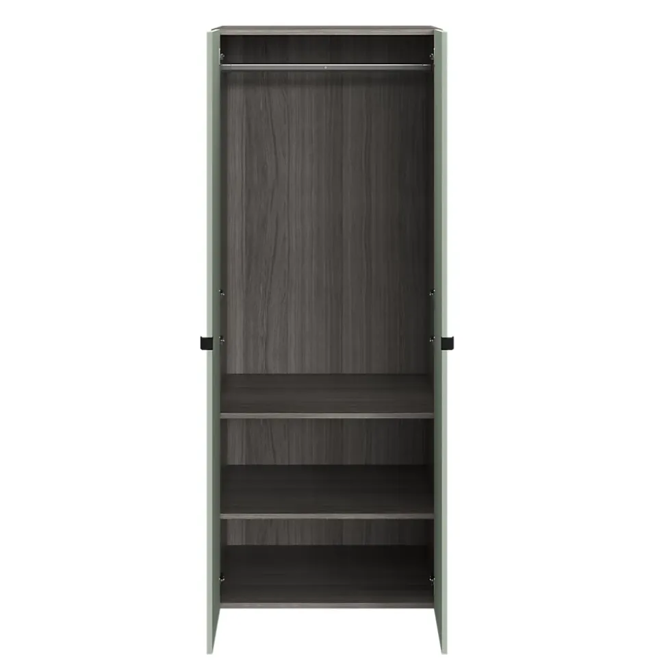Armoire penderie 2 portes battantes vert agave et effet chêne grisé GoodHome Atomia H. 187 x L. 75 x P. 58 cm