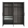 Armoire penderie 4 portes battantes anthracite et effet chêne grisé GoodHome Atomia H. 225 x L. 200 x P. 58 cm