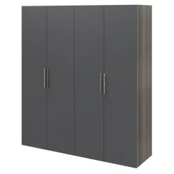Armoire penderie 4 portes battantes anthracite et effet chêne grisé GoodHome Atomia H. 225 x L. 200 x P. 58 cm