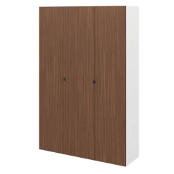 Armoire penderie 3 portes battantes effet noyer et blanc GoodHome Atomia H. 225 x L. 100 x P. 45 cm
