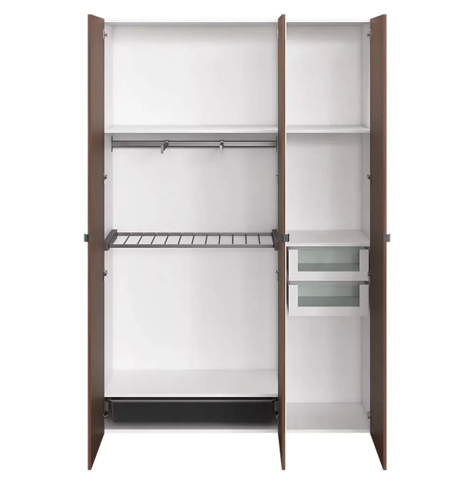 Armoire penderie 3 portes battantes effet noyer et blanc GoodHome Atomia H. 225 x L. 100 x P. 45 cm
