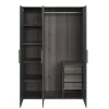 Armoire penderie 3 portes battantes vert forêt et effet chêne grisé GoodHome Atomia H. 225 x L. 150 x P. 58 cm