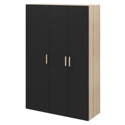 Armoire penderie 2 portes battantes noir et effet chêne GoodHome Atomia H. 187 x L. 125 x P. 45 cm