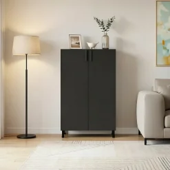 Armoire penderie 2 portes battantes noire GoodHome Atomia H. 112,5 x L. 75 x P. 35 cm
