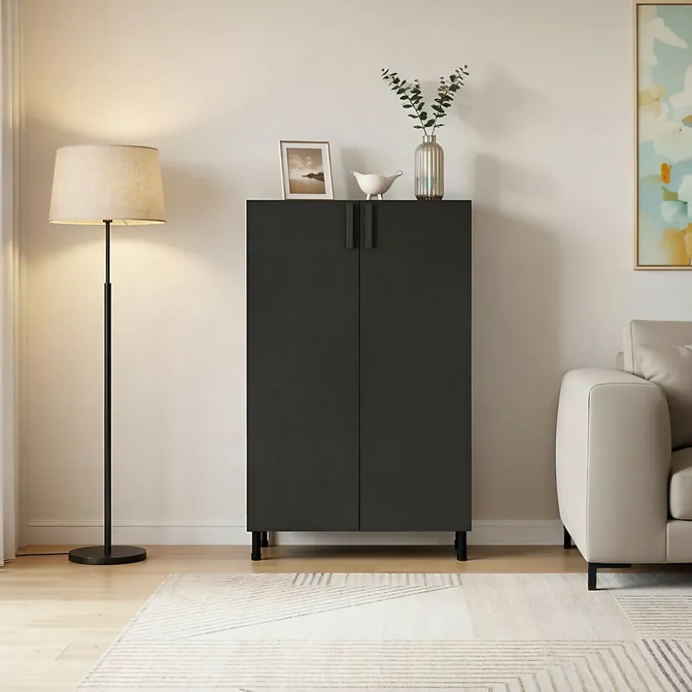 Armoire penderie 2 portes battantes noire GoodHome Atomia H. 112,5 x L. 75 x P. 35 cm