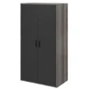 Armoire penderie 2 portes battantes noir et effet chêne grisé GoodHome Atomia H. 187,5 x L. 100 x P. 45 cm