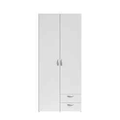 Armoire penderie 2 portes 2 tiroirs blanc l. 80,7 x H. 185 x P. 51,3 cm Daily