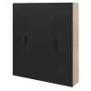 Armoire penderie 4 portes battantes noir et effet chêne GoodHome Atomia H. 225 x L. 200 x P. 45 cm