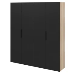 Armoire penderie 4 portes battantes noir et effet chêne GoodHome Atomia H. 225 x L. 200 x P. 45 cm