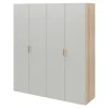 Armoire penderie 4 portes battantes gris clair et effet chêne GoodHome Atomia H. 225 x L. 200 x P. 58 cm