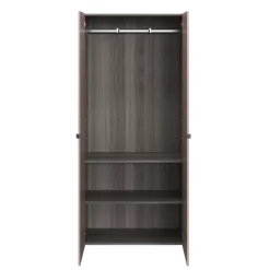 Armoire penderie 2 portes petites poignées rose taupe et effet chêne grisé GoodHome Atomia H. 225 x L. 100 x P. 45 cm
