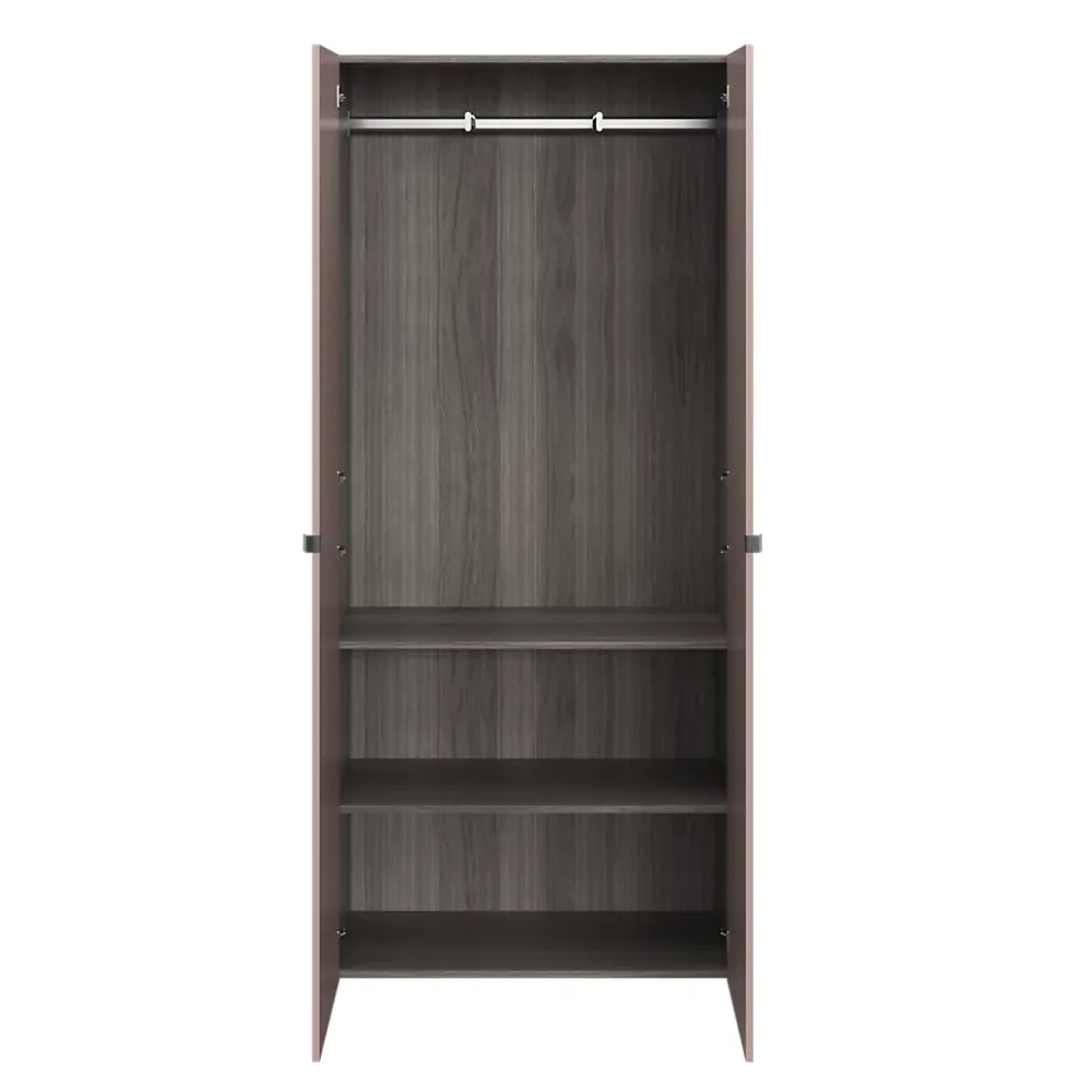 Armoire penderie 2 portes petites poignées rose taupe et effet chêne grisé GoodHome Atomia H. 225 x L. 100 x P. 45 cm