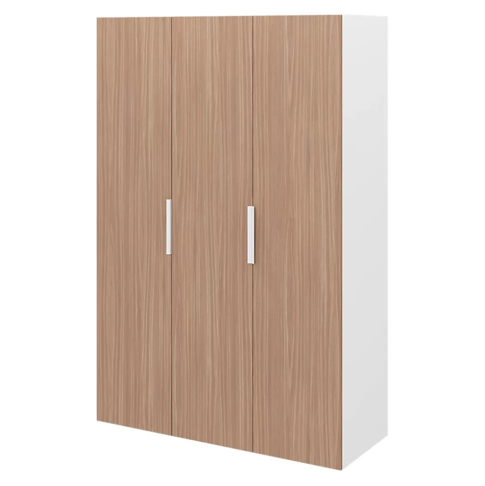 Armoire penderie 3 portes battantes effet chêne chaud et blanc GoodHome Atomia H. 225 x L. 150 x P. 58 cm