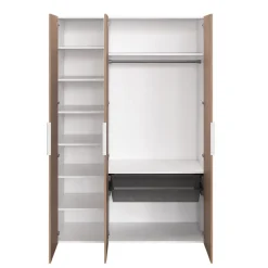 Armoire penderie 3 portes battantes effet chêne chaud et blanc GoodHome Atomia H. 225 x L. 150 x P. 58 cm