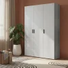 Armoire penderie 3 portes battantes gris clair et effet chêne grisé GoodHome Atomia H. 225 x L. 100 x P. 45 cm