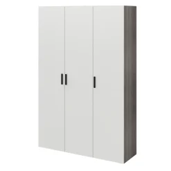 Armoire penderie 3 portes battantes gris clair et effet chêne grisé GoodHome Atomia H. 225 x L. 100 x P. 45 cm