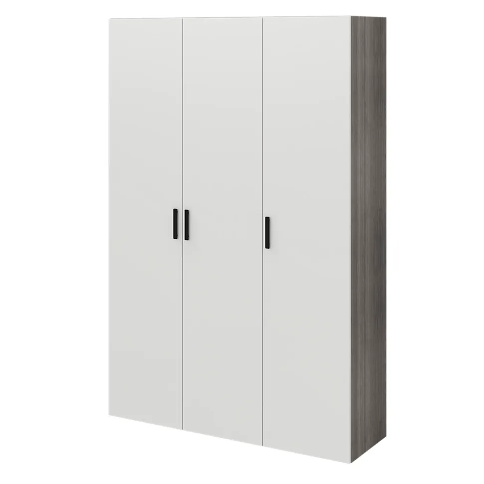 Armoire penderie 3 portes battantes gris clair et effet chêne grisé GoodHome Atomia H. 225 x L. 100 x P. 45 cm