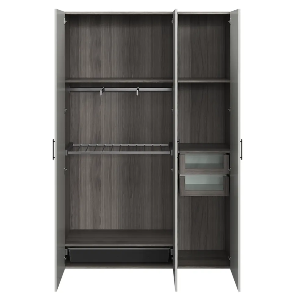 Armoire penderie 3 portes battantes gris clair et effet chêne grisé GoodHome Atomia H. 225 x L. 100 x P. 45 cm