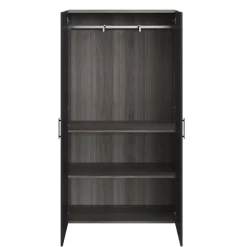Armoire penderie 2 portes battantes noir et effet chêne grisé GoodHome Atomia H. 187 x L. 100 x P. 58 cm