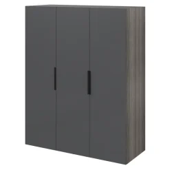 Armoire penderie 3 portes battantes anthracite et effet chêne grisé GoodHome Atomia H. 187 x L. 150 x P. 58 cm