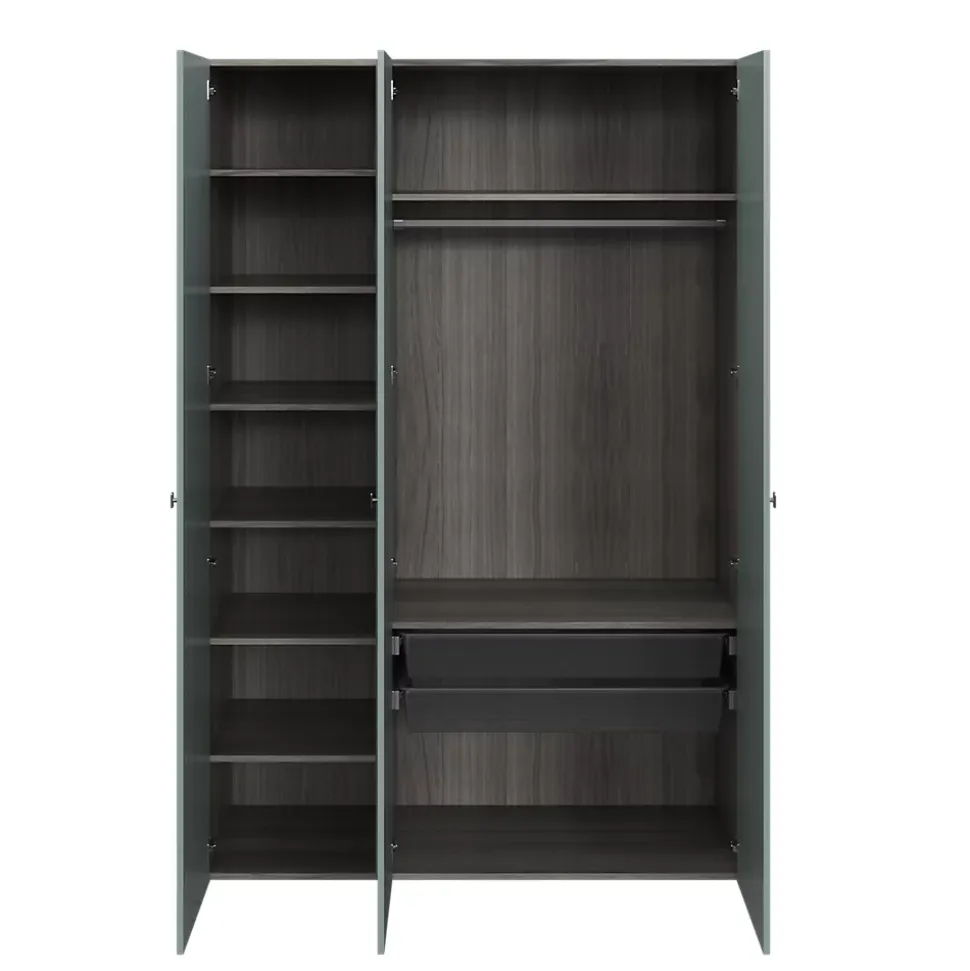 Armoire penderie 3 portes battantes bleu aqua effet chêne grisé GoodHome Atomia H. 225 x L. 150 x P. 58 cm