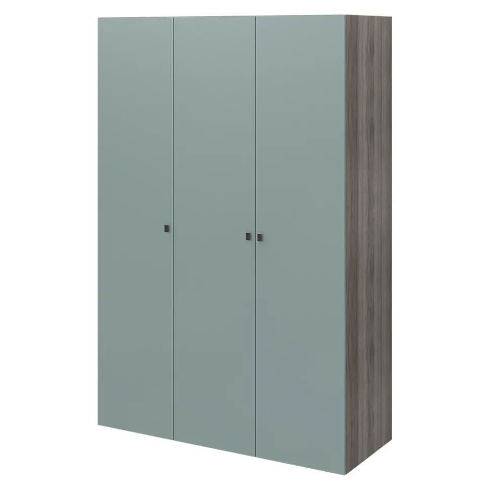 Armoire penderie 3 portes battantes bleu aqua effet chêne grisé GoodHome Atomia H. 225 x L. 150 x P. 58 cm