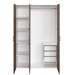 Armoire penderie 3 portes battantes effet noyer GoodHome Atomia H. 225 x L. 150 x P. 58 cm