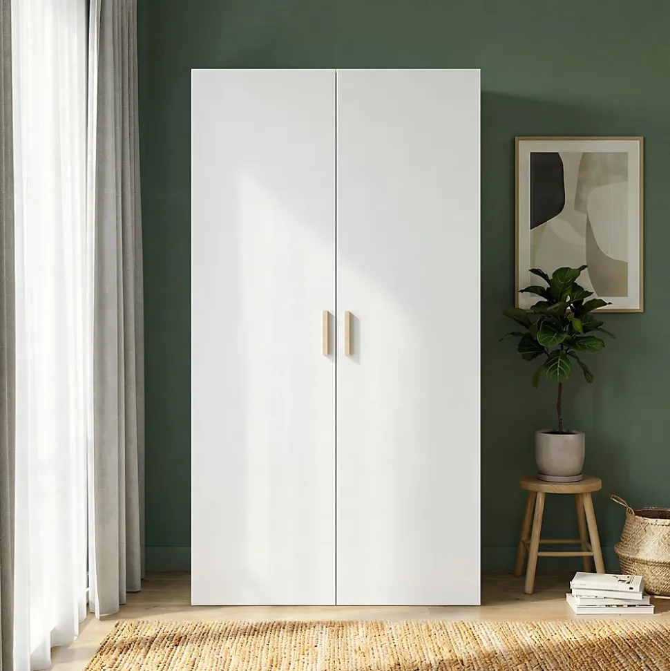 Armoire penderie 2 portes battantes blanc brillant GoodHome Atomia H. 187 x L. 100 x P. 45 cm