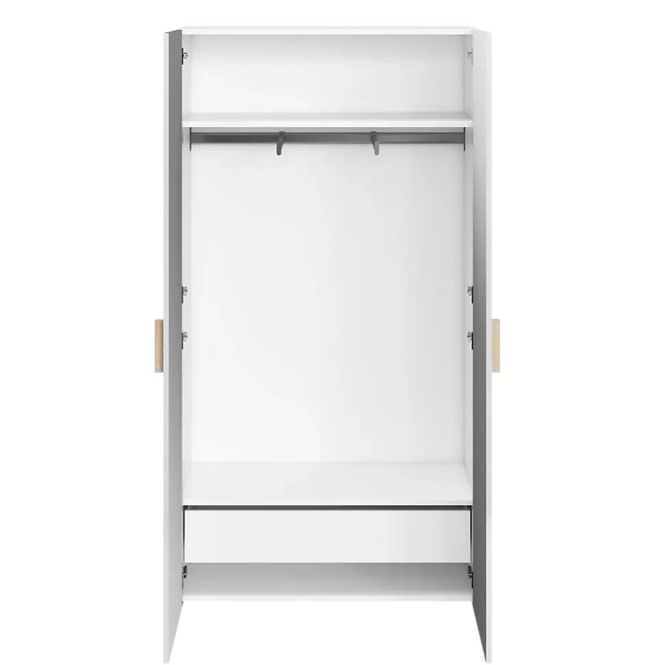 Armoire penderie 2 portes battantes blanc brillant GoodHome Atomia H. 187 x L. 100 x P. 45 cm