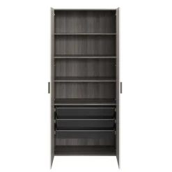 Armoire penderie 2 portes battantes beige cachemire et effet chêne grisé GoodHome Atomia H. 225 x L. 100 x P. 45 cm