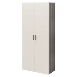Armoire penderie 2 portes battantes beige cachemire et effet chêne grisé GoodHome Atomia H. 225 x L. 100 x P. 45 cm