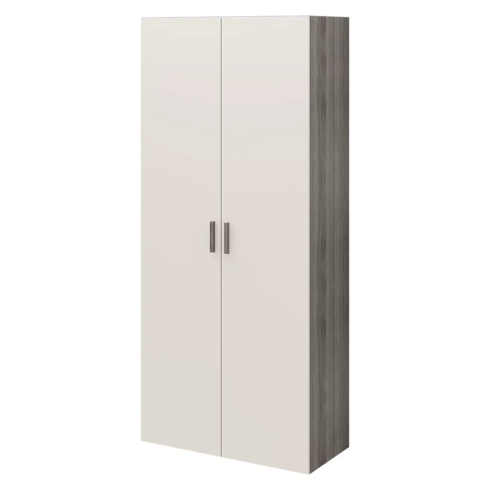Armoire penderie 2 portes battantes beige cachemire et effet chêne grisé GoodHome Atomia H. 225 x L. 100 x P. 45 cm