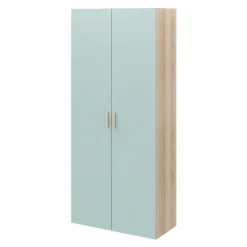 Armoire penderie 2 portes battantes bleu aqua et effet chêne GoodHome Atomia H. 225 x L. 100 x P. 45 cm