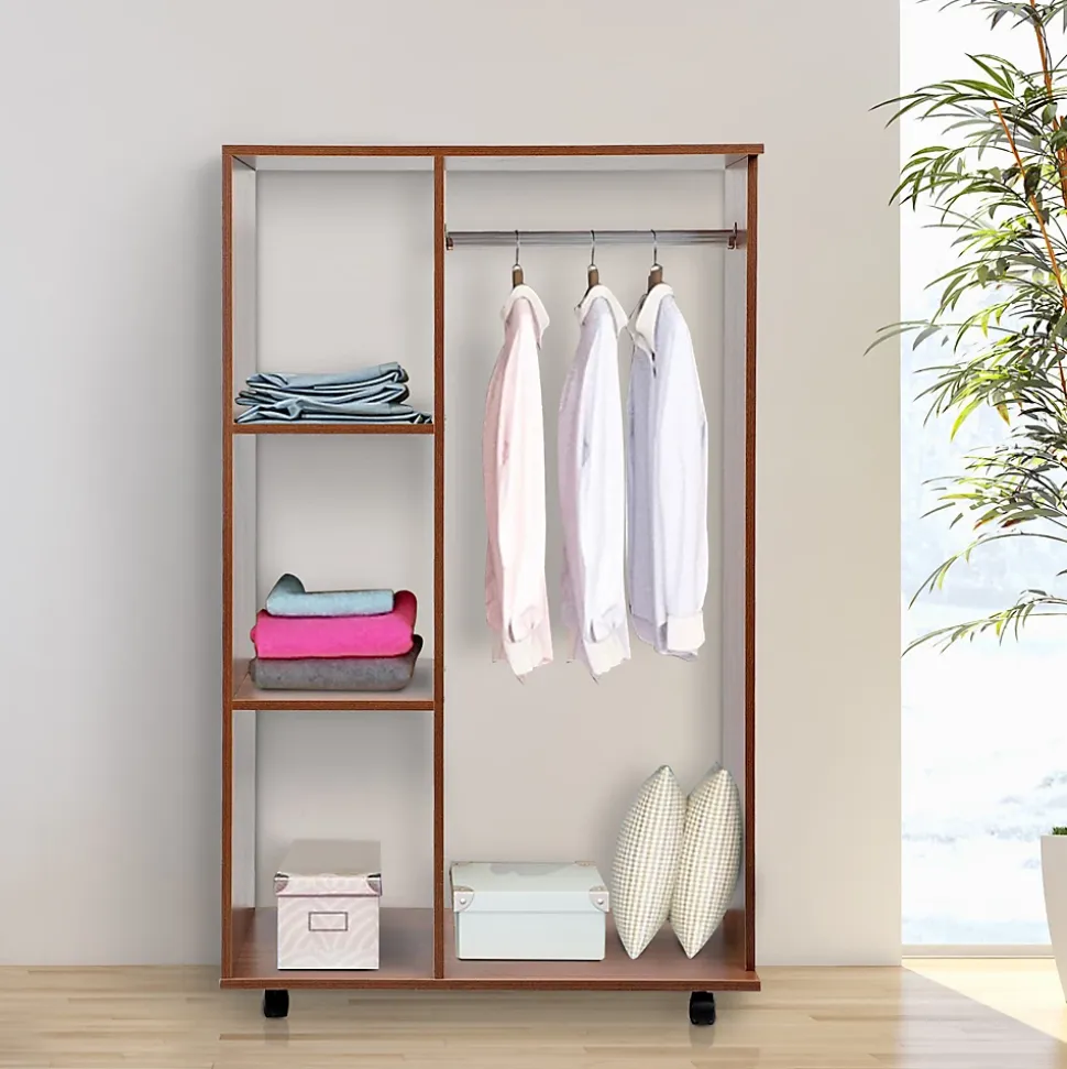 Armoire penderie armoire de rangement mobile panneaux de particules coloris chêne moyen