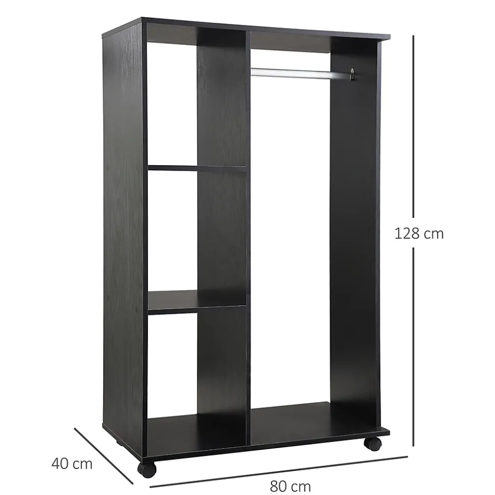 Armoire penderie armoire de rangement mobile panneaux de particules noir