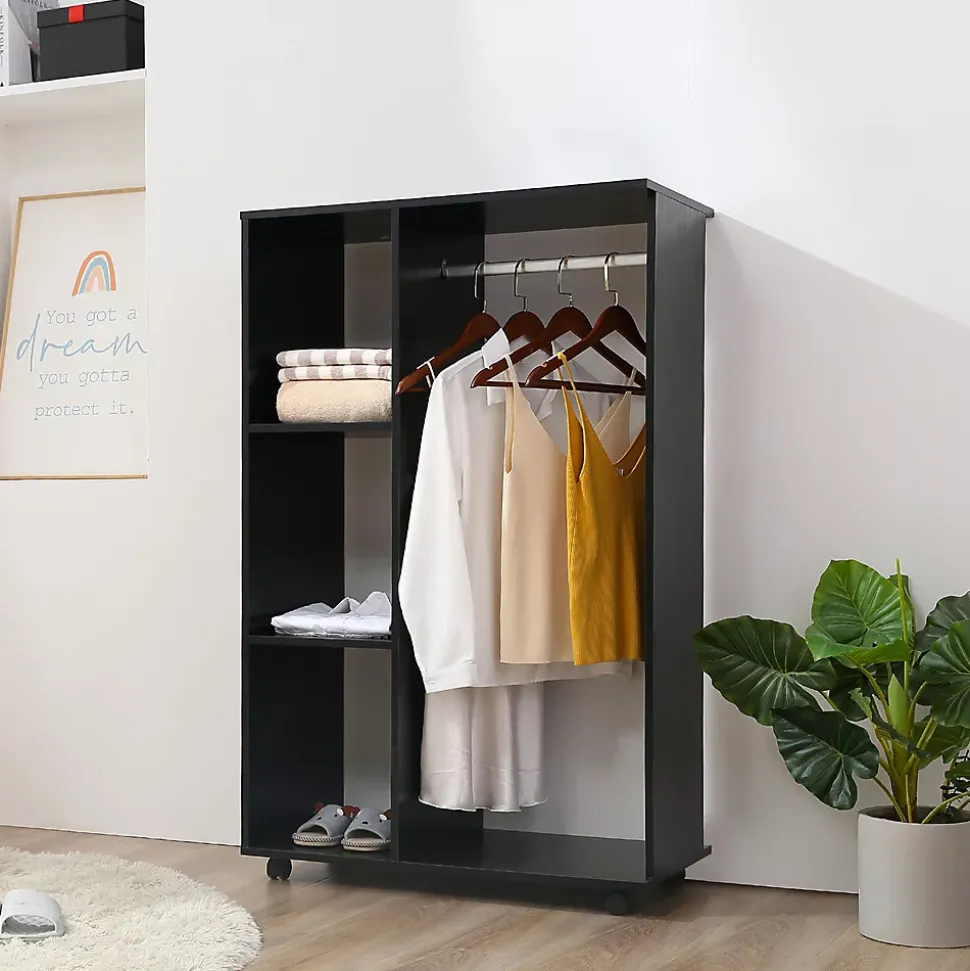 Armoire penderie armoire de rangement mobile panneaux de particules noir