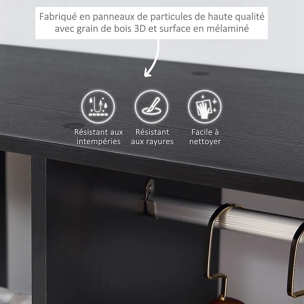 Armoire penderie armoire de rangement mobile panneaux de particules noir