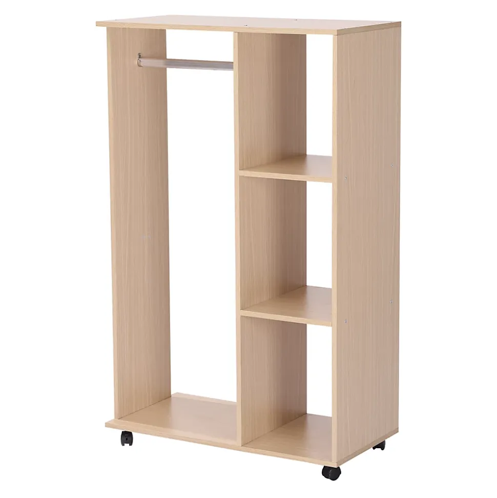 Armoire penderie armoire de rangement mobile panneaux de particules coloris chêne clair