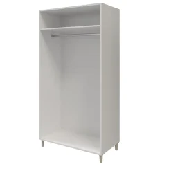 Armoire penderie blanche portes battantes effet chêne sur pieds GoodHome Atomia H. 197,5 x L. 100 x P. 60 cm