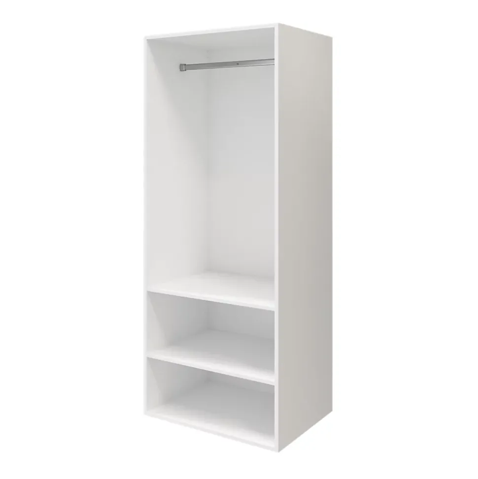 Armoire penderie blanche portes battantes miroir et blanches GoodHome Atomia H. 187,5 x L. 75 x P. 60 cm
