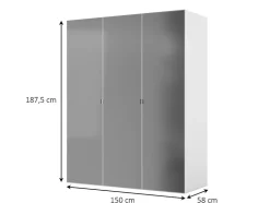 Armoire penderie blanche avec miroir GoodHome Atomia H. 187,5 x L. 150 x P. 58 cm
