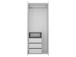 Armoire penderie blanche avec bloc 3 tiroirs GoodHome Atomia H. 187,5 x L. 75 x P. 58 cm