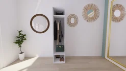 Armoire penderie blanche avec étagère GoodHome Atomia H. 225 x L. 50 x P. 58 cm